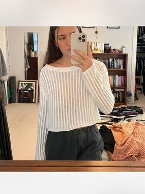BP white sheer ribbed top